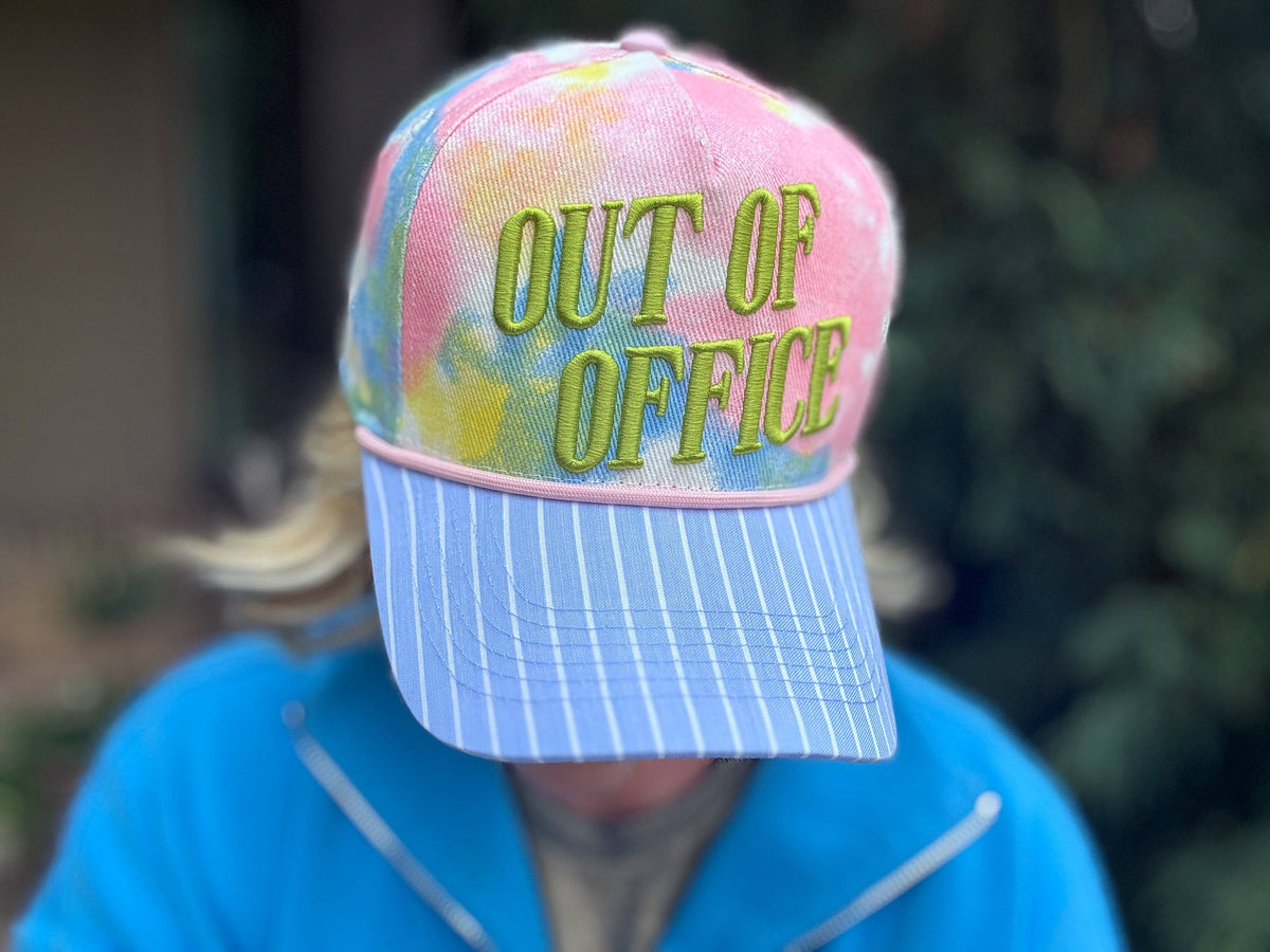 Embroidered Baseball Cap - "Out of Office" - Tie Dye