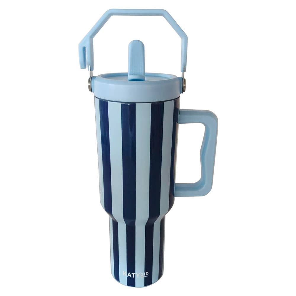 Light Blue and Navy Striped 38 Oz Cabana Jug Tumbler